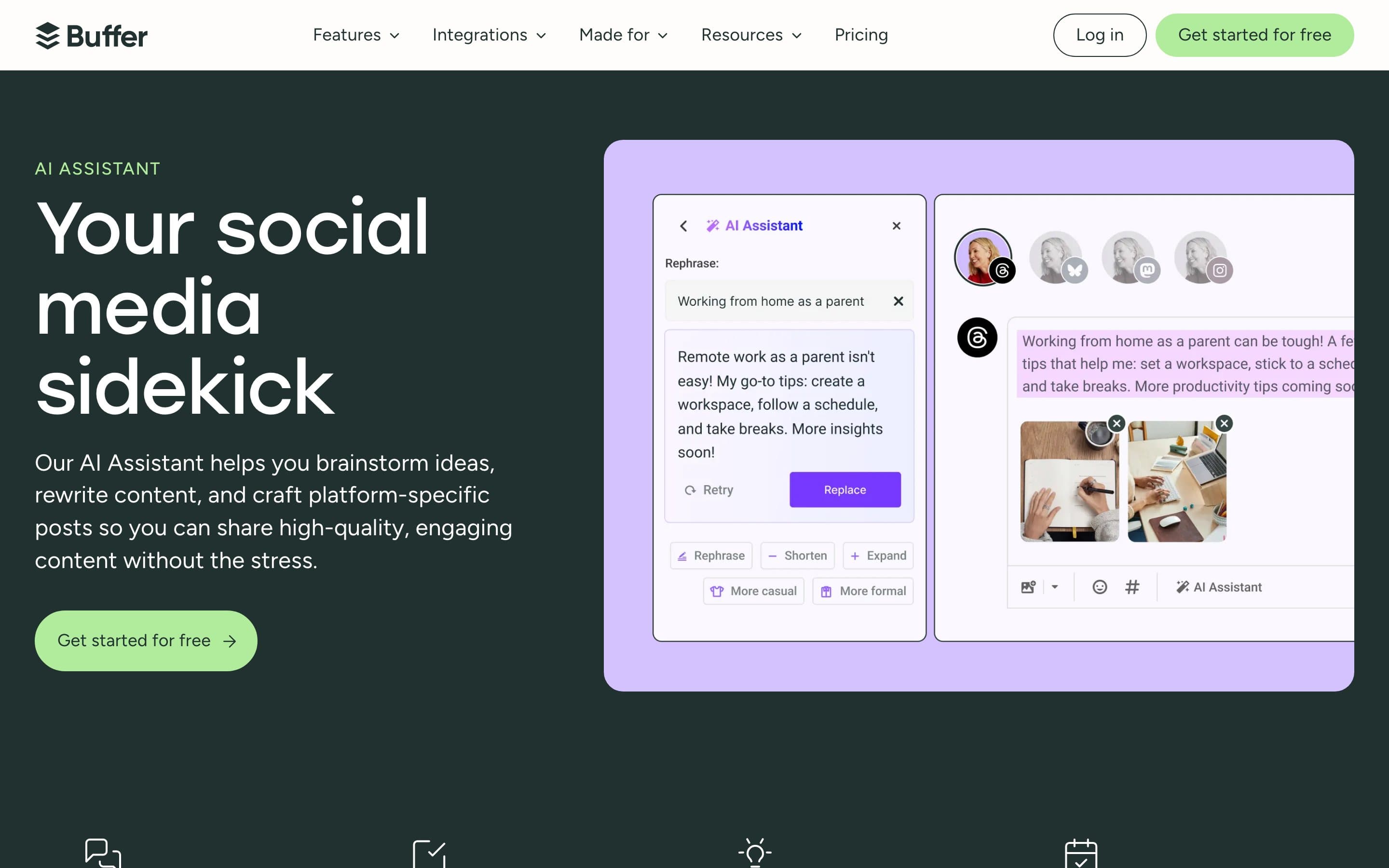 The Buffer AI Assistant page
