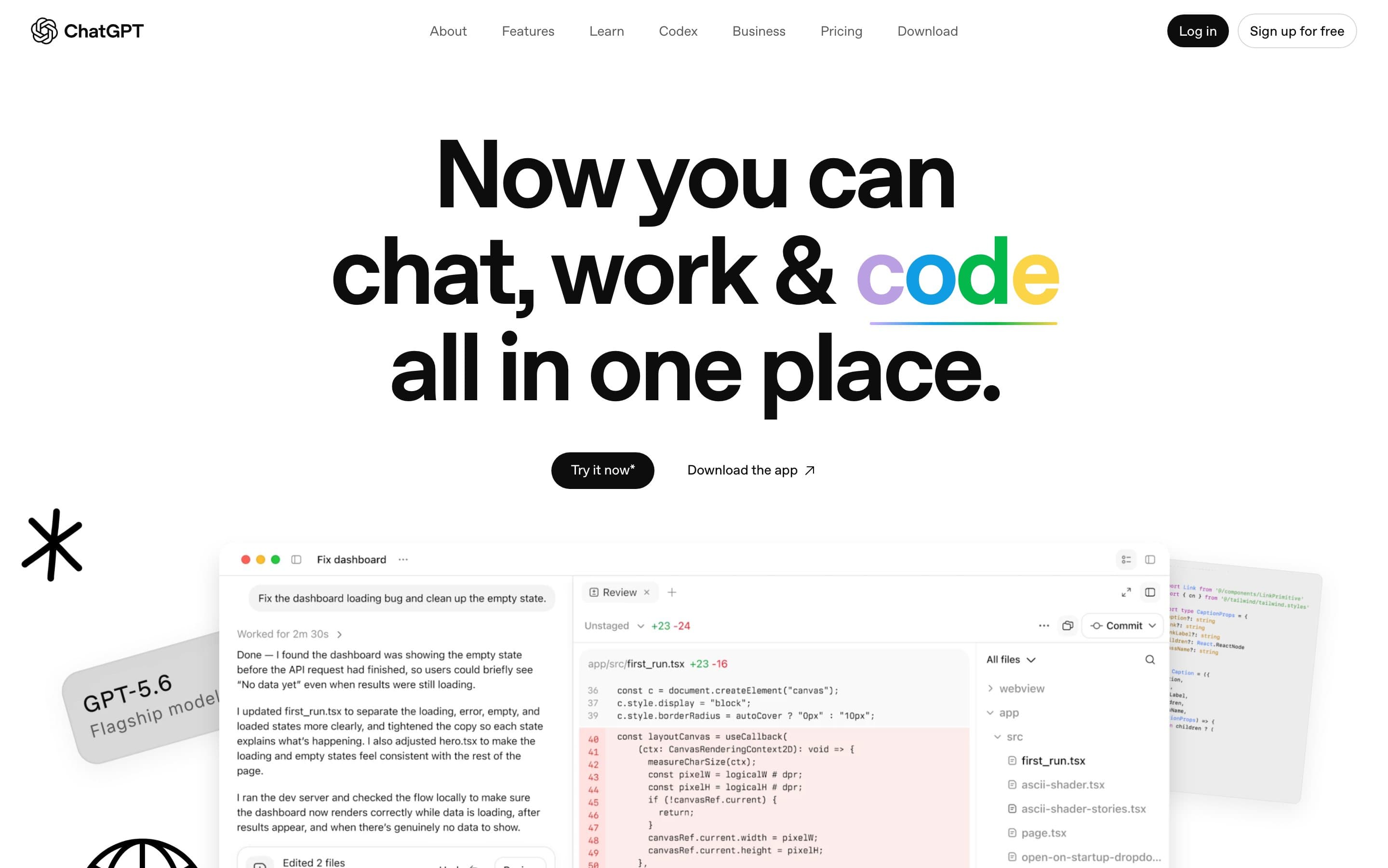 The ChatGPT homepage