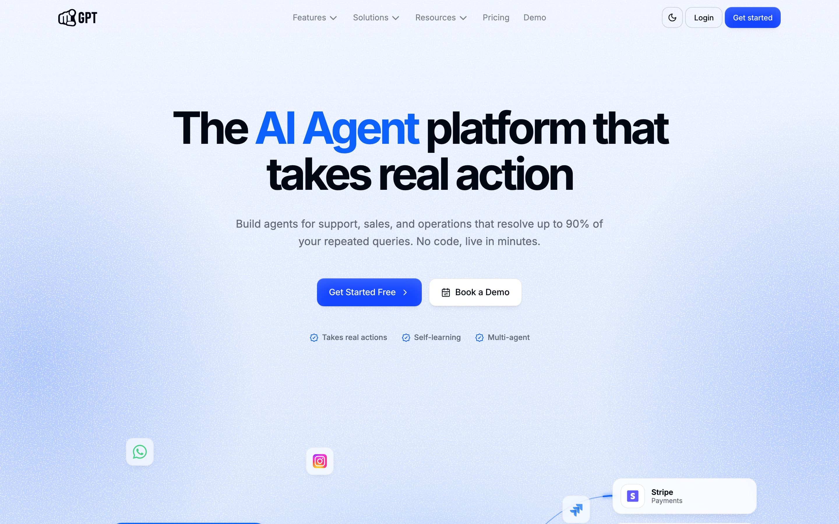 The YourGPT homepage