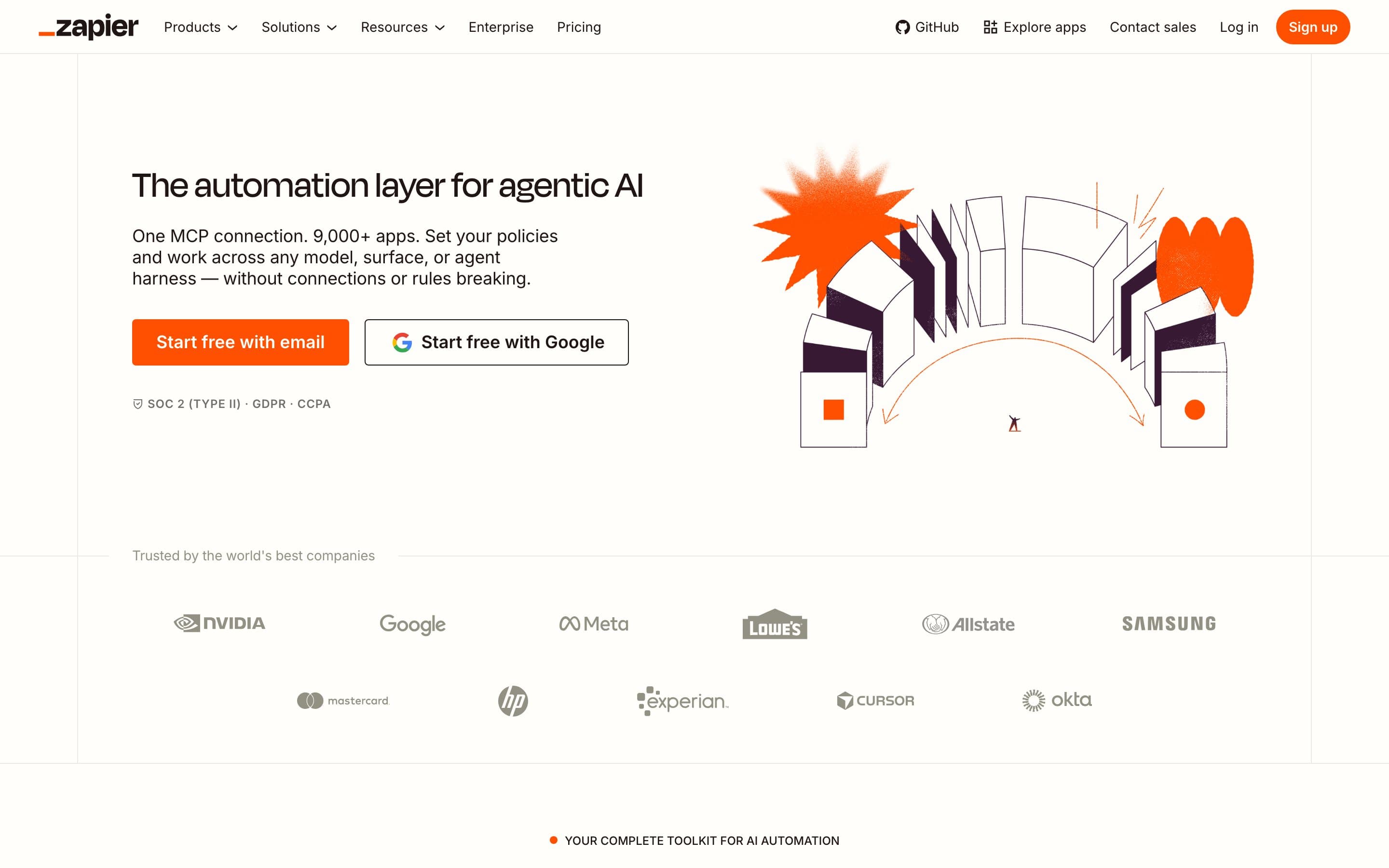 The Zapier homepage